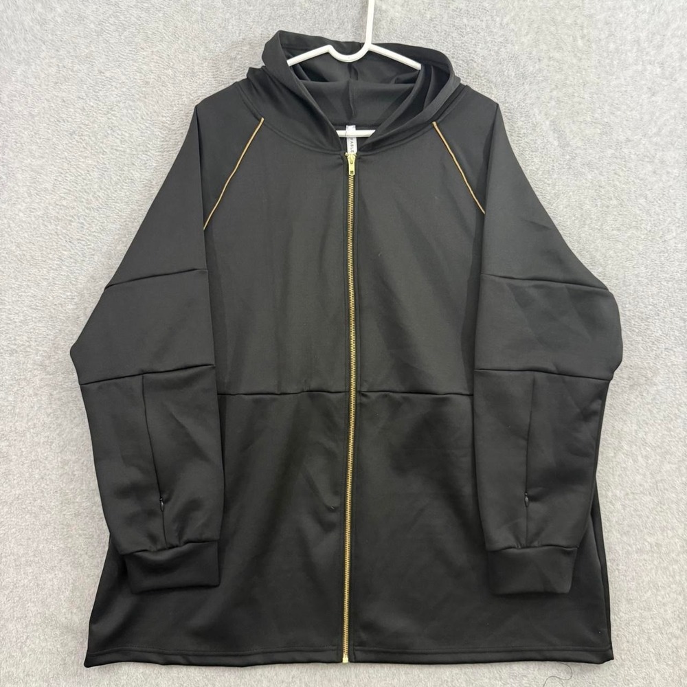 Fabletics Jacket Women 3x Black Livia Hooded Full Zip Relaxed fit Tunic Length
